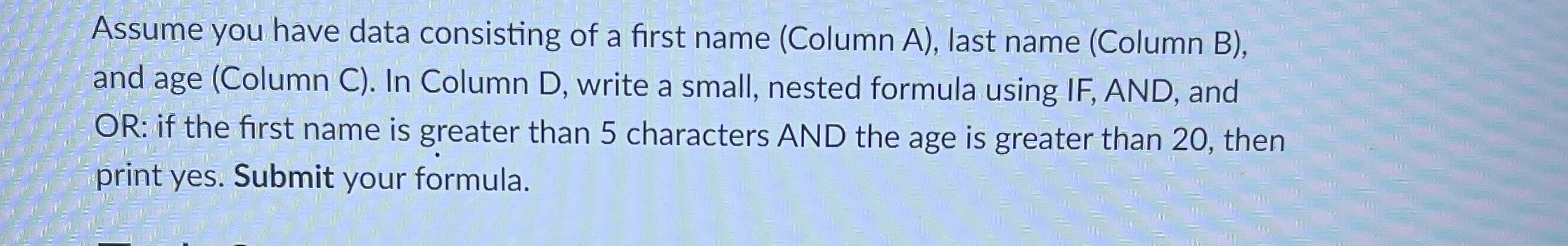 Assume you have data consisting of a first name (