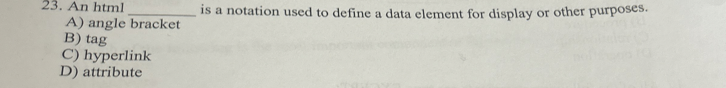 An html is a notation used to define a data