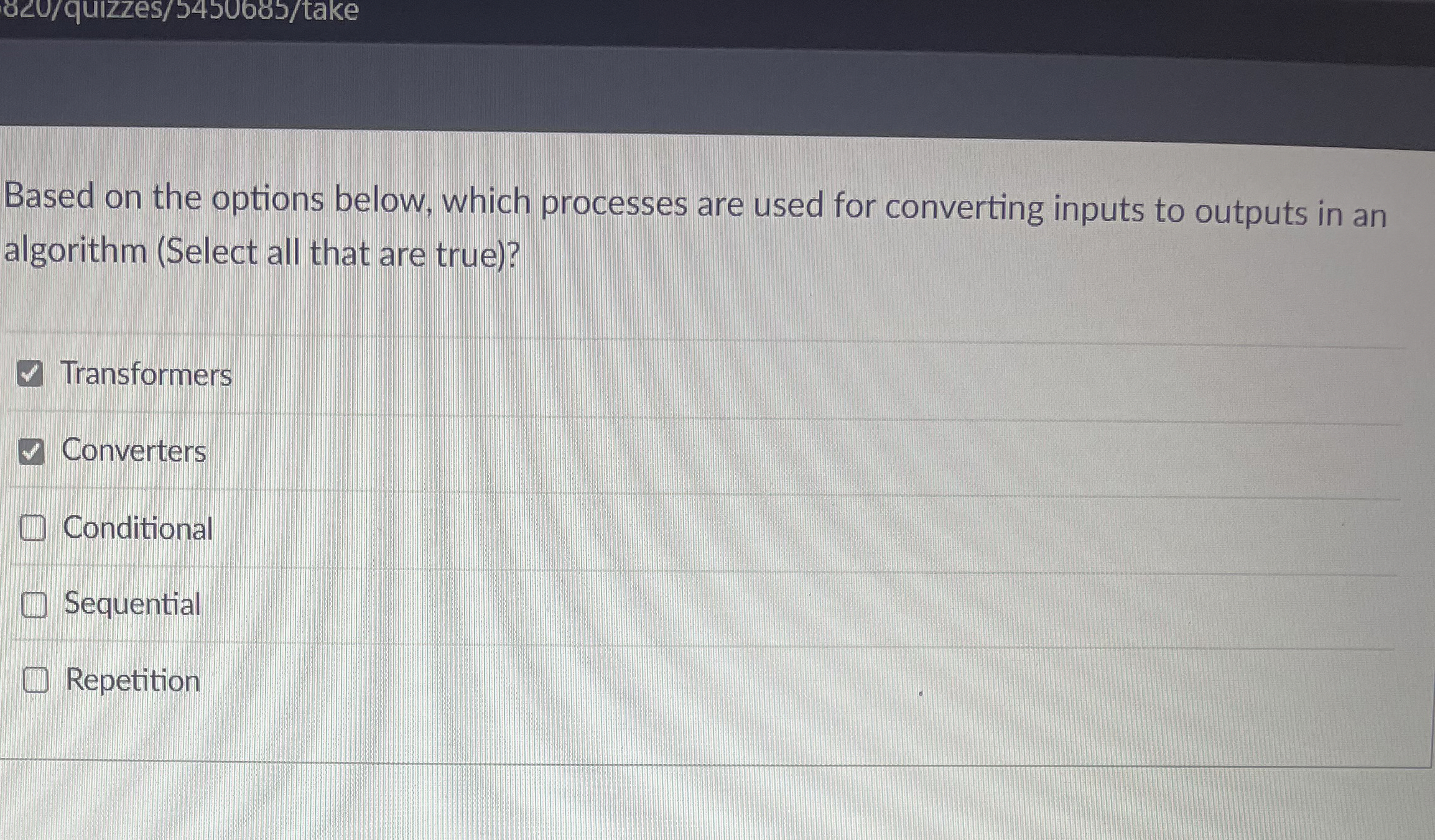 Based on the options below, which processes are