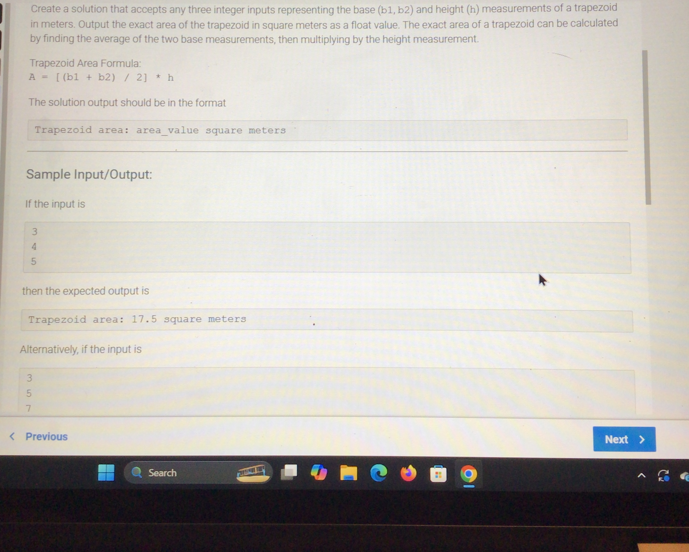 Create a solution that accepts any three integer