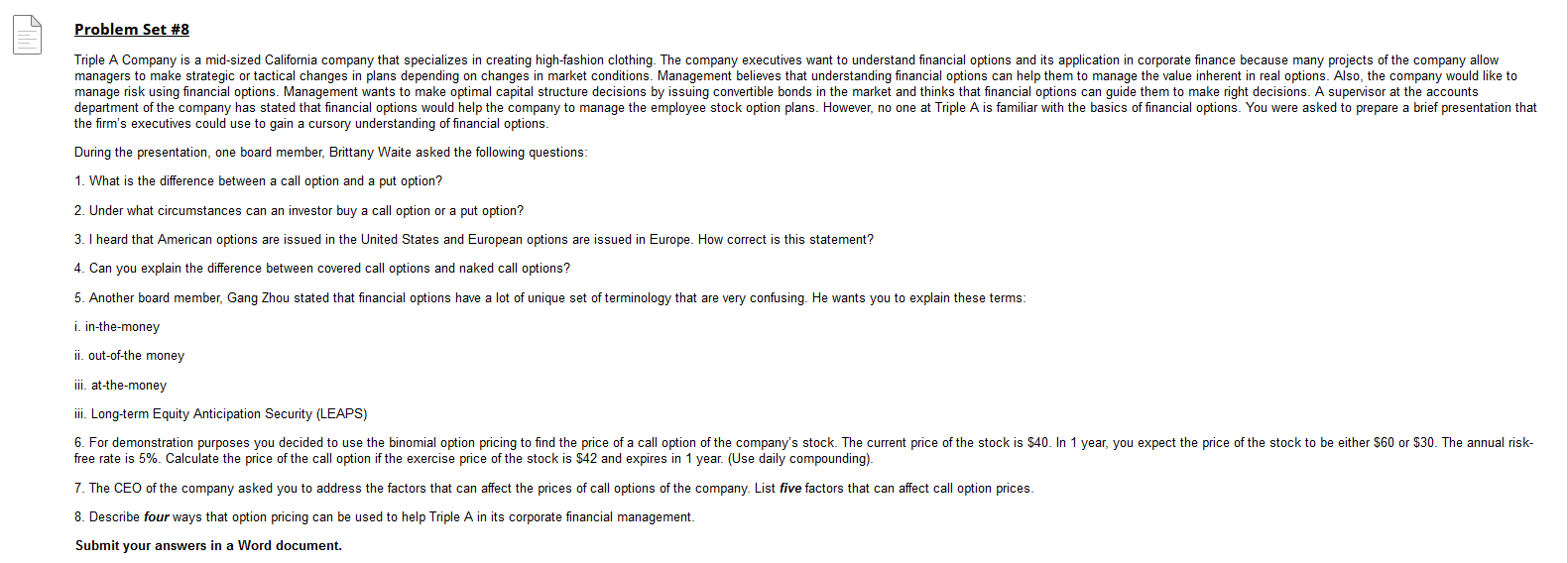 Problem Set #8 - make sure its not plagiarized, i