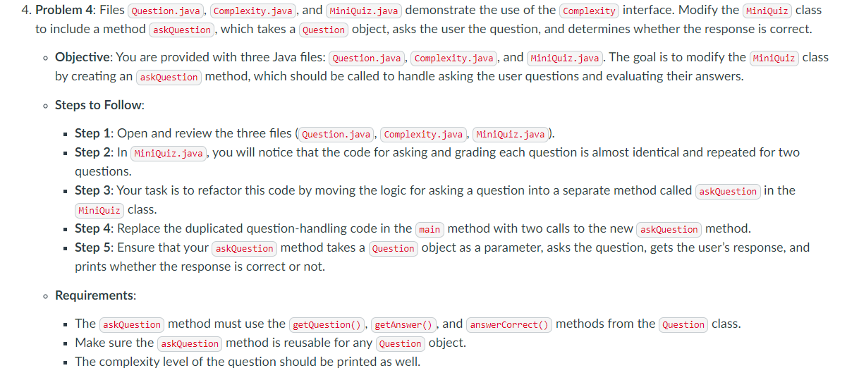in Java. I have done the problem on my own but