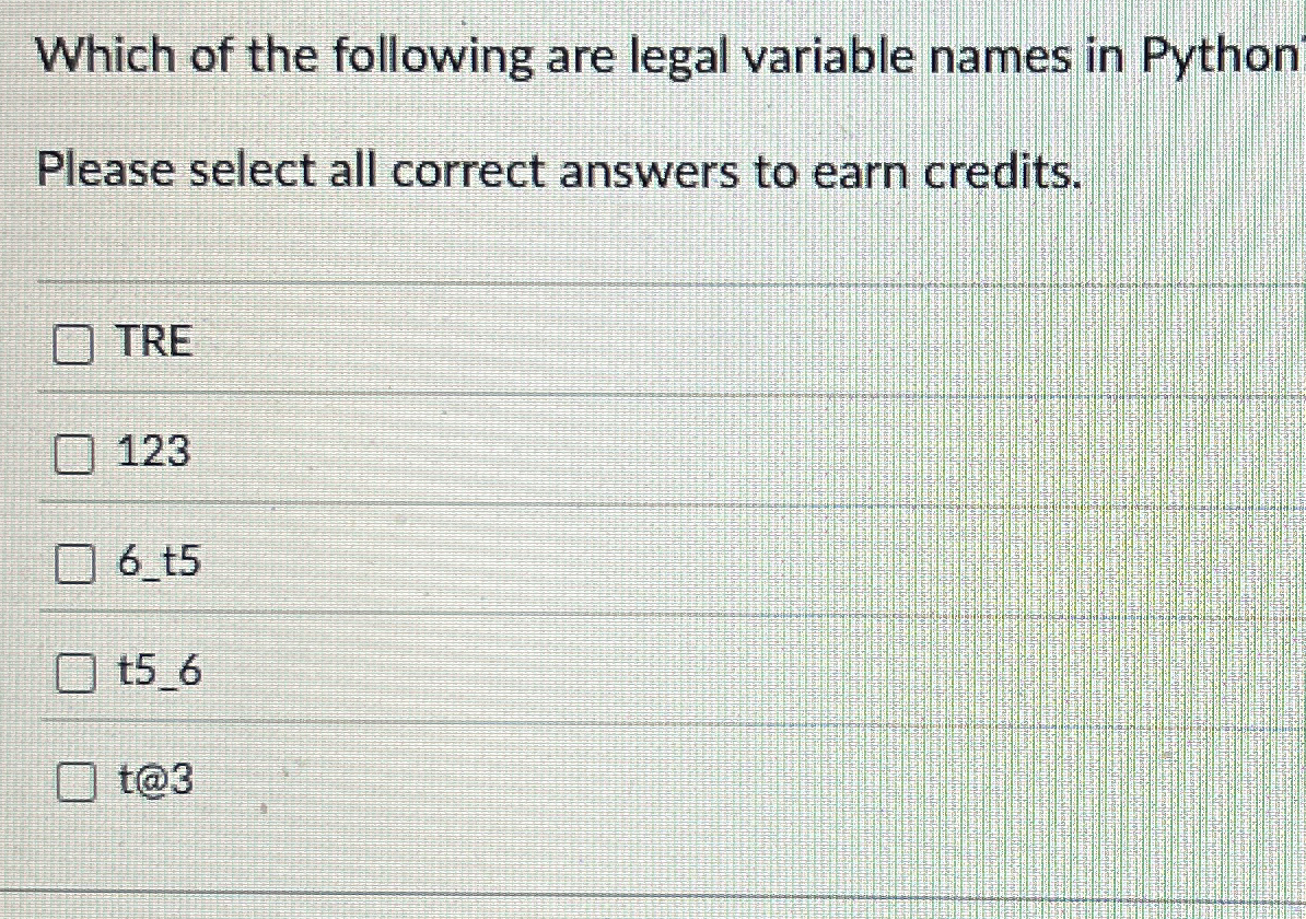 Which of the following are legal variable names
