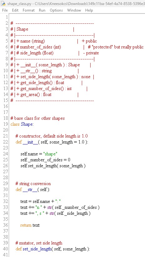 You are given the Shape class to be used as a