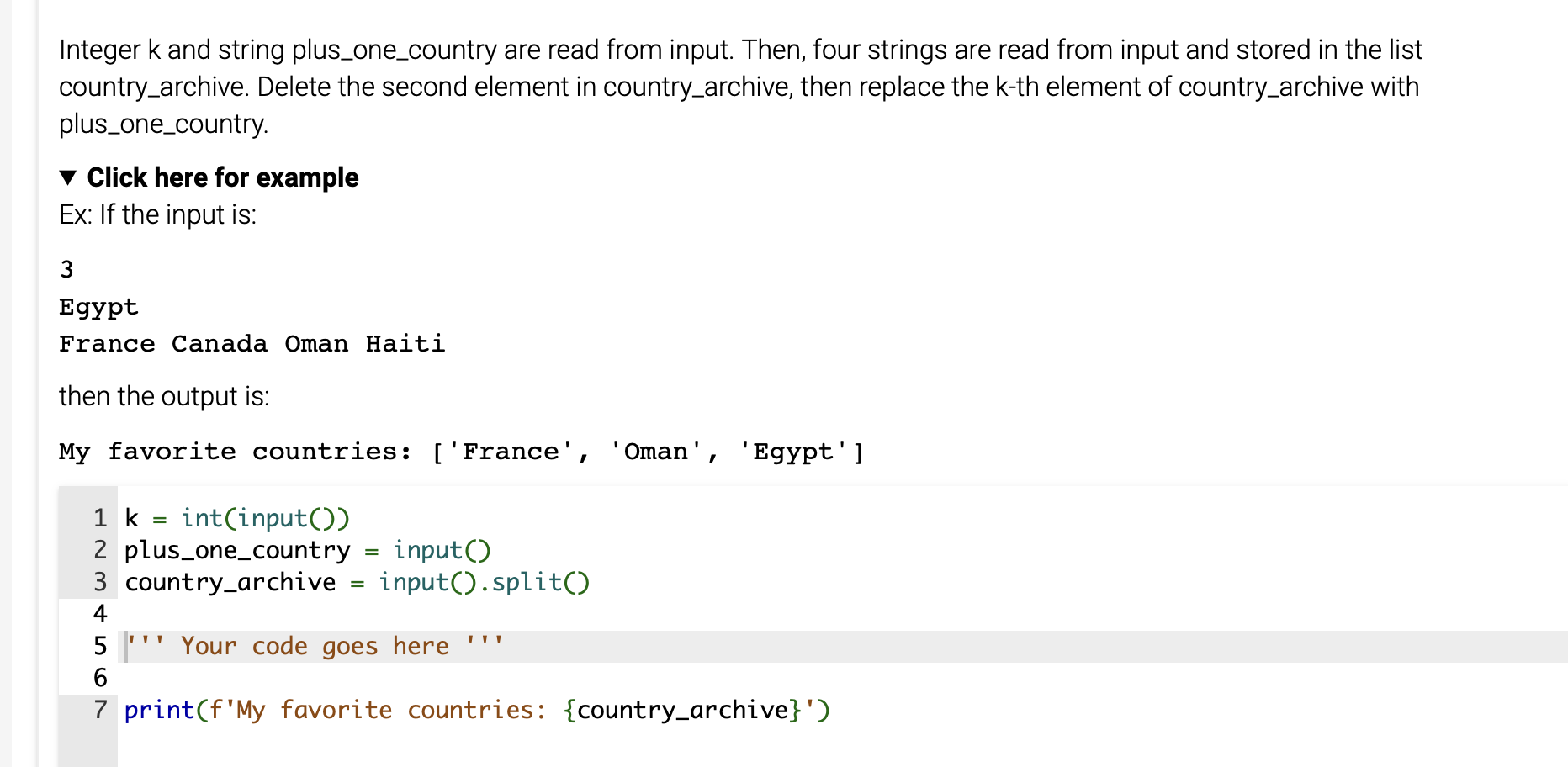 Integer k and string plus _ one _ country are