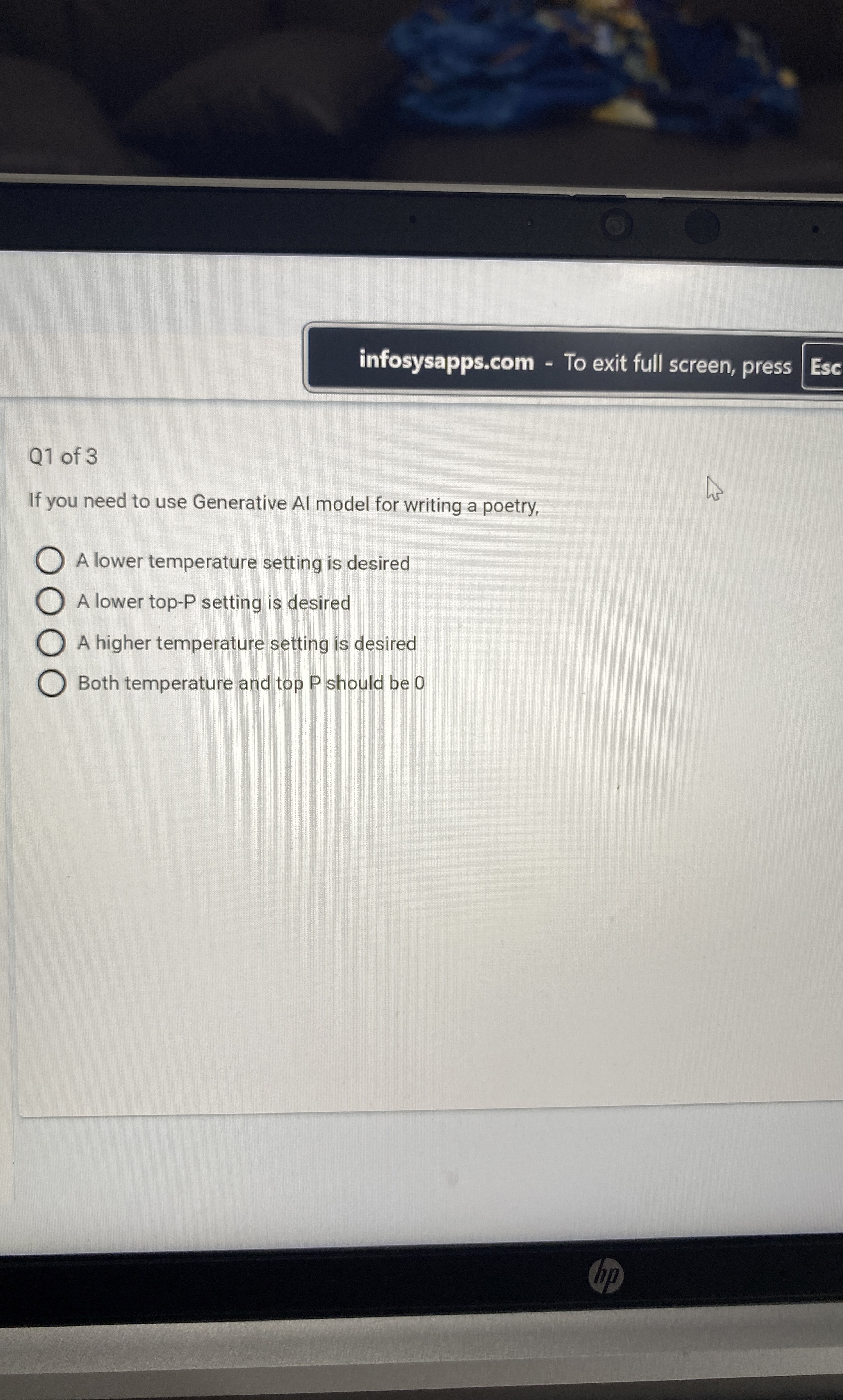 Q 1 of 3 If you need to use Generative AI model