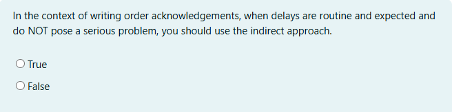 In the context of writing order acknowledgements,