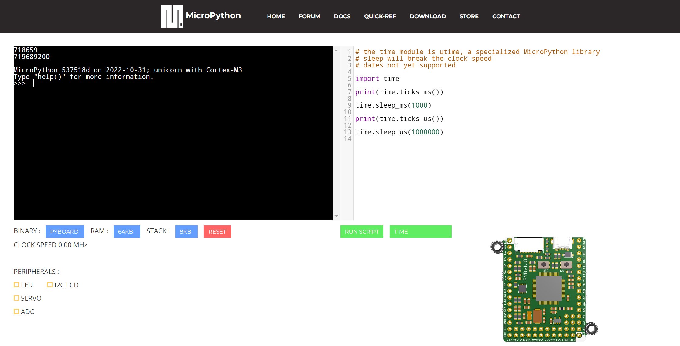Use time module to make the board go to sleep for