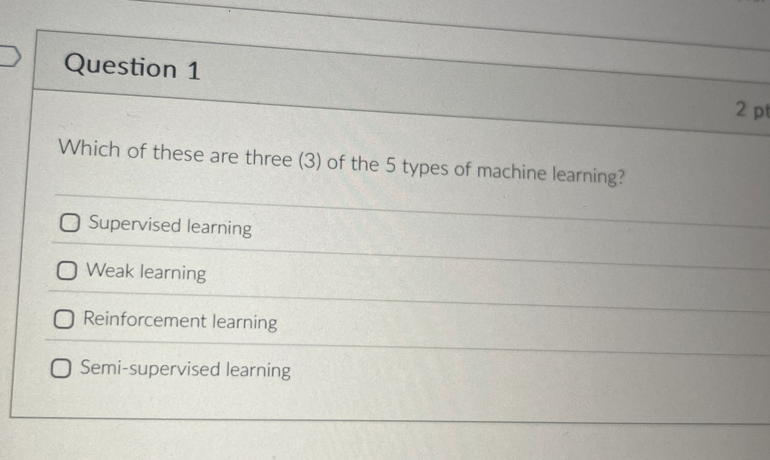 Question 1 2 p Which of these are three ( 3 ) of