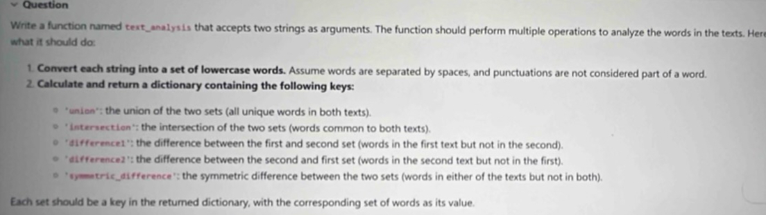 Question Write a function named tert _ analysis