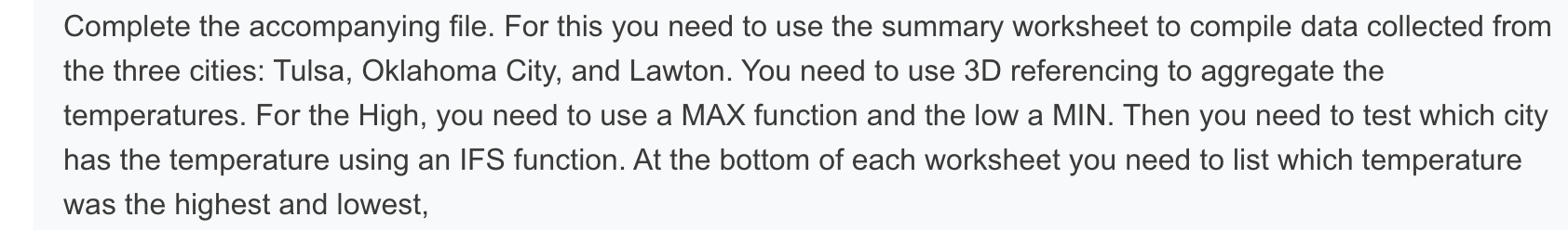 Complete the accompanying file. For this you need