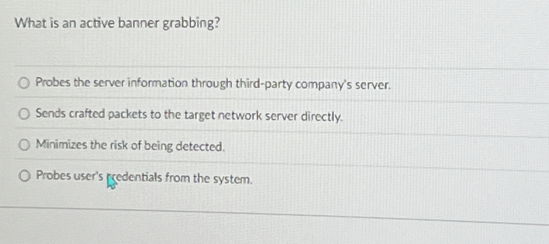 What is an active banner grabbing? Probes the