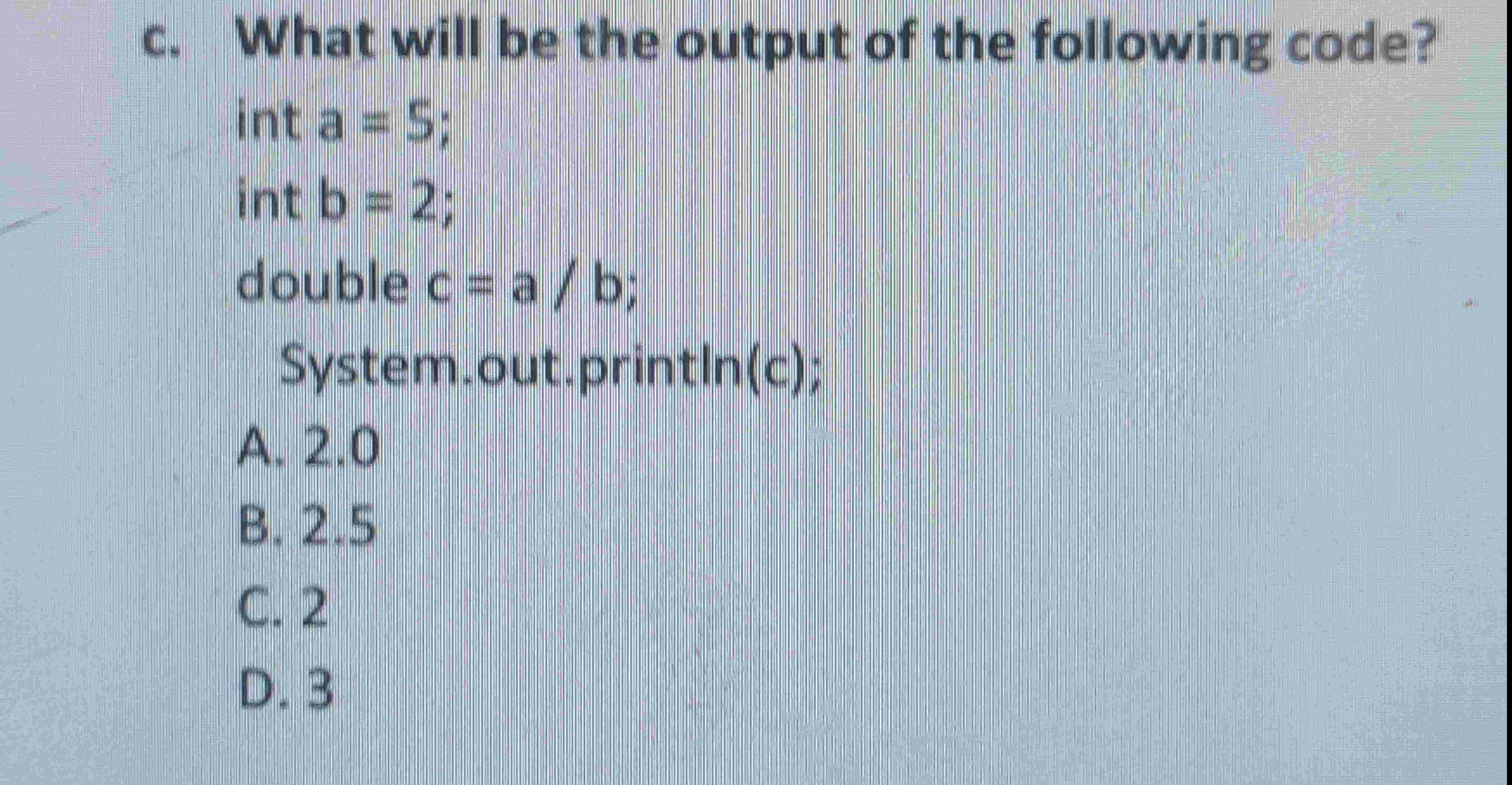code class = "asciimath" > c . What will be the