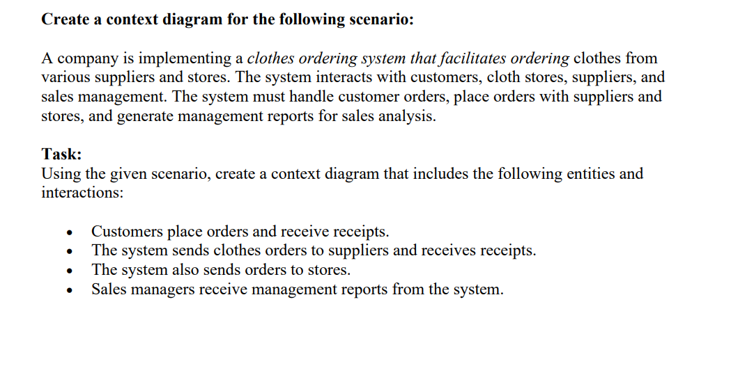 Create a context diagram for the following