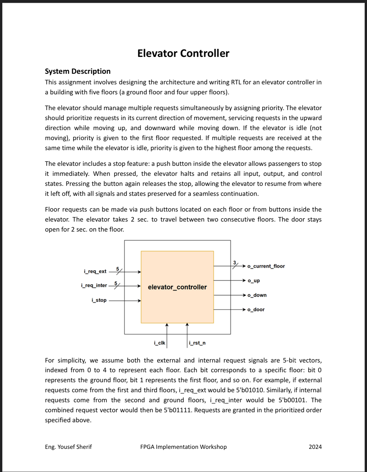 This assignment involves designing the