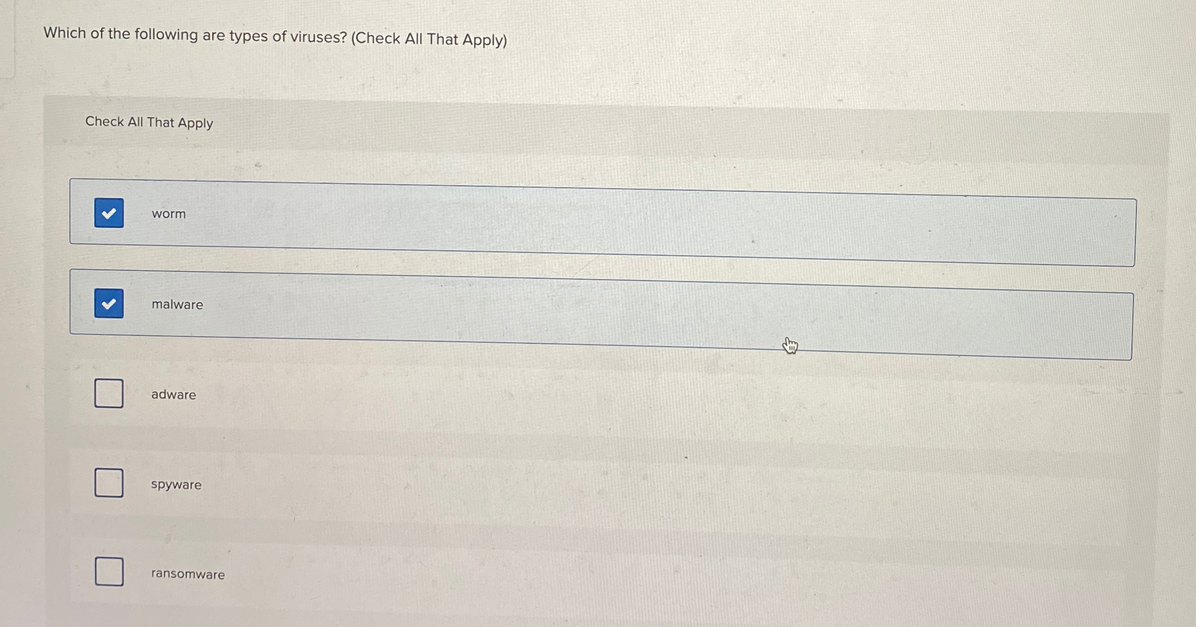 Which of the following are types of viruses? (