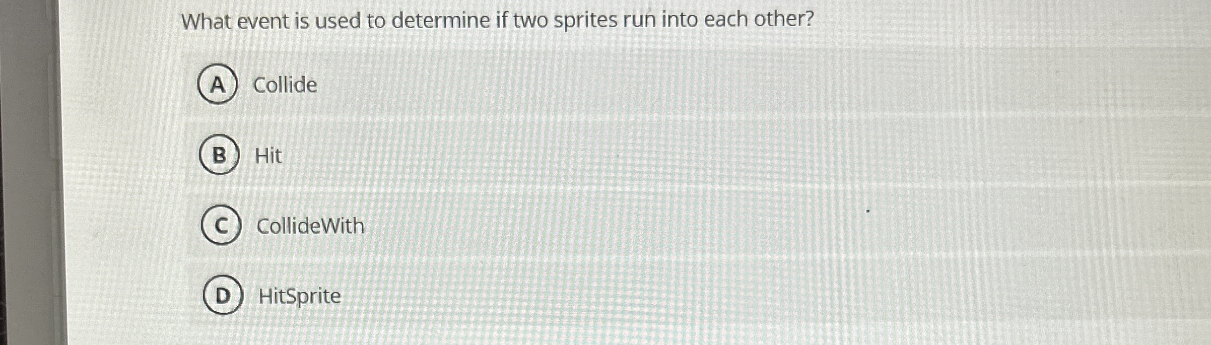 What event is used to determine if two sprites