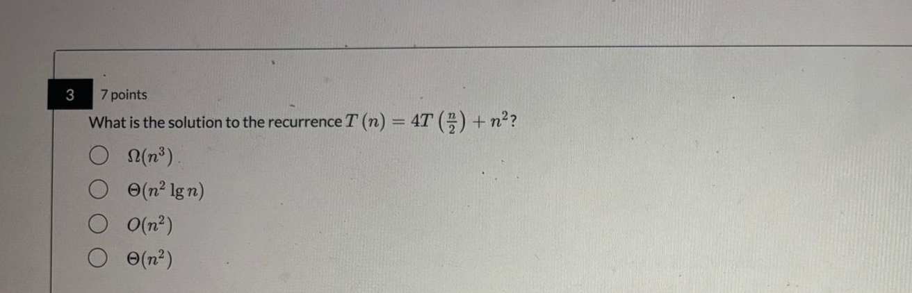3 7 points What is the solution to the recurrence