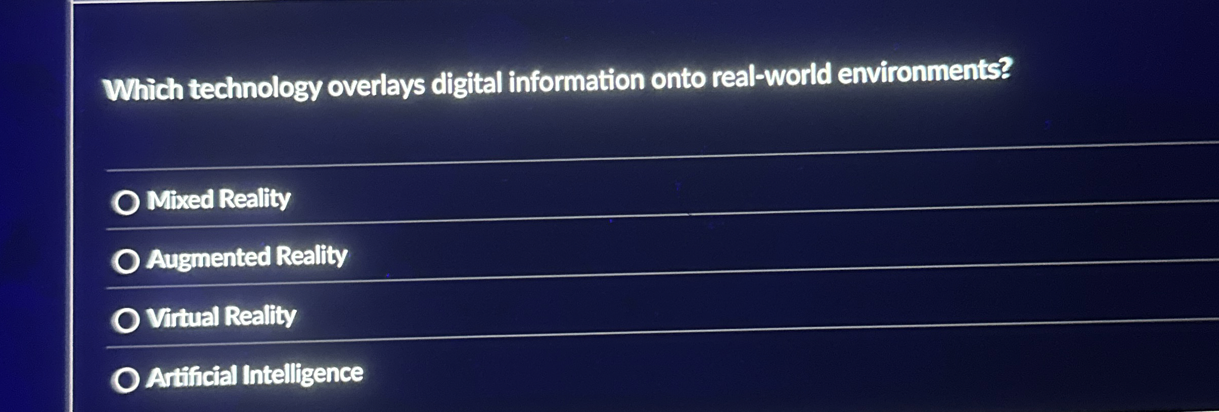 Which technology overlays digital information