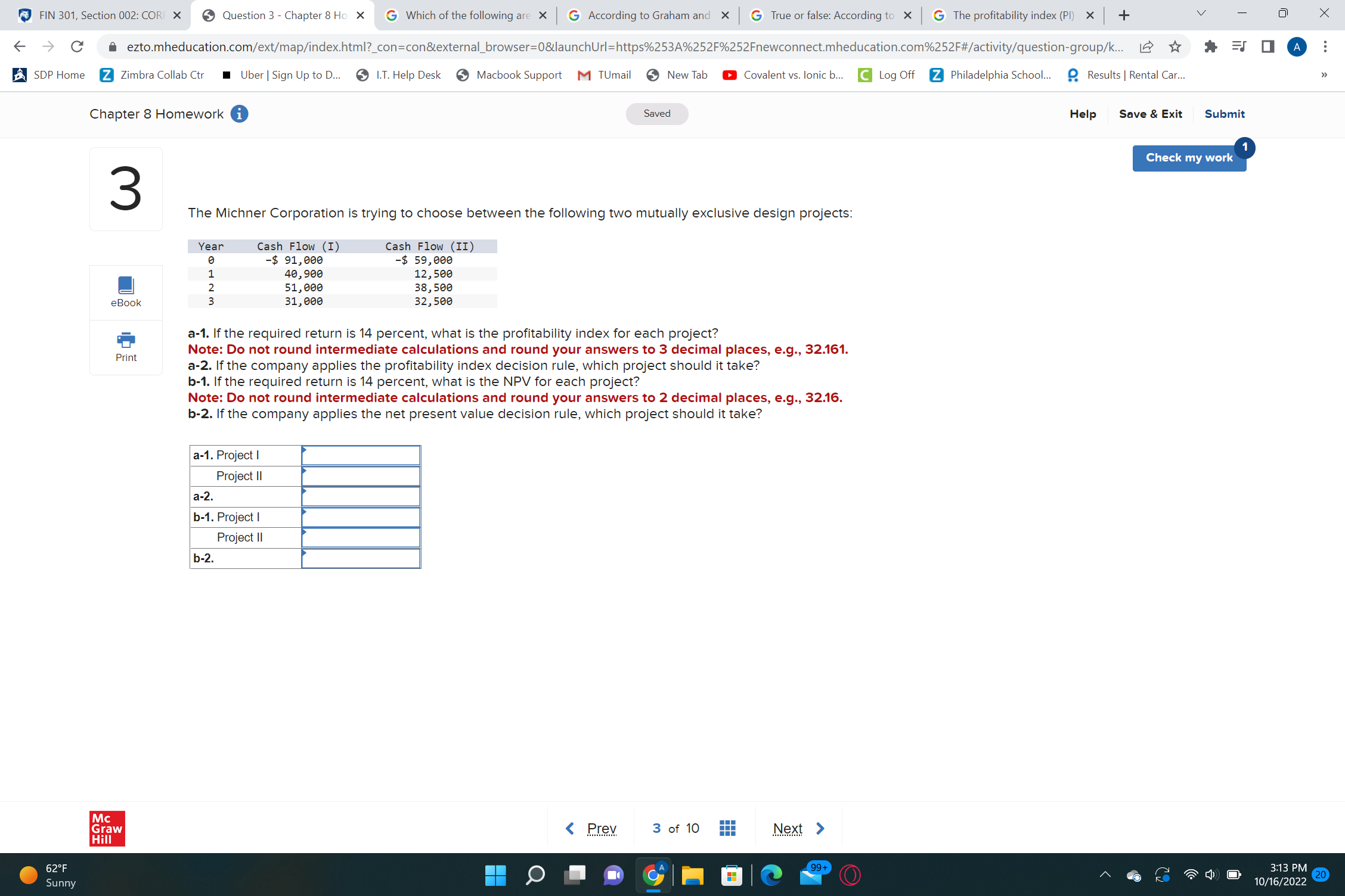 FIN 301, Section 002: CORI X Question 1 - Chapter