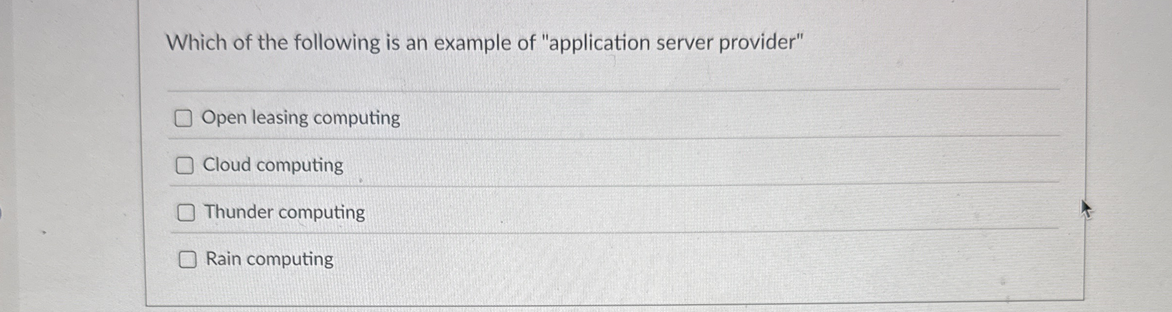 Which of the following is an example of