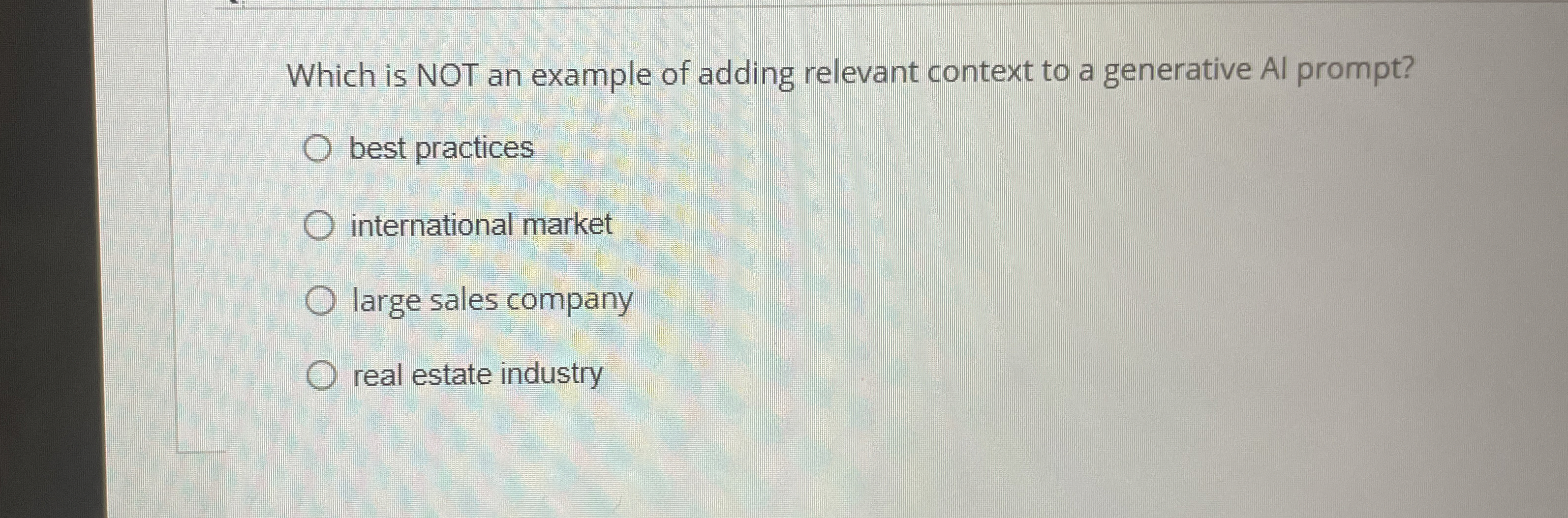 Which is NOT an example of adding relevant