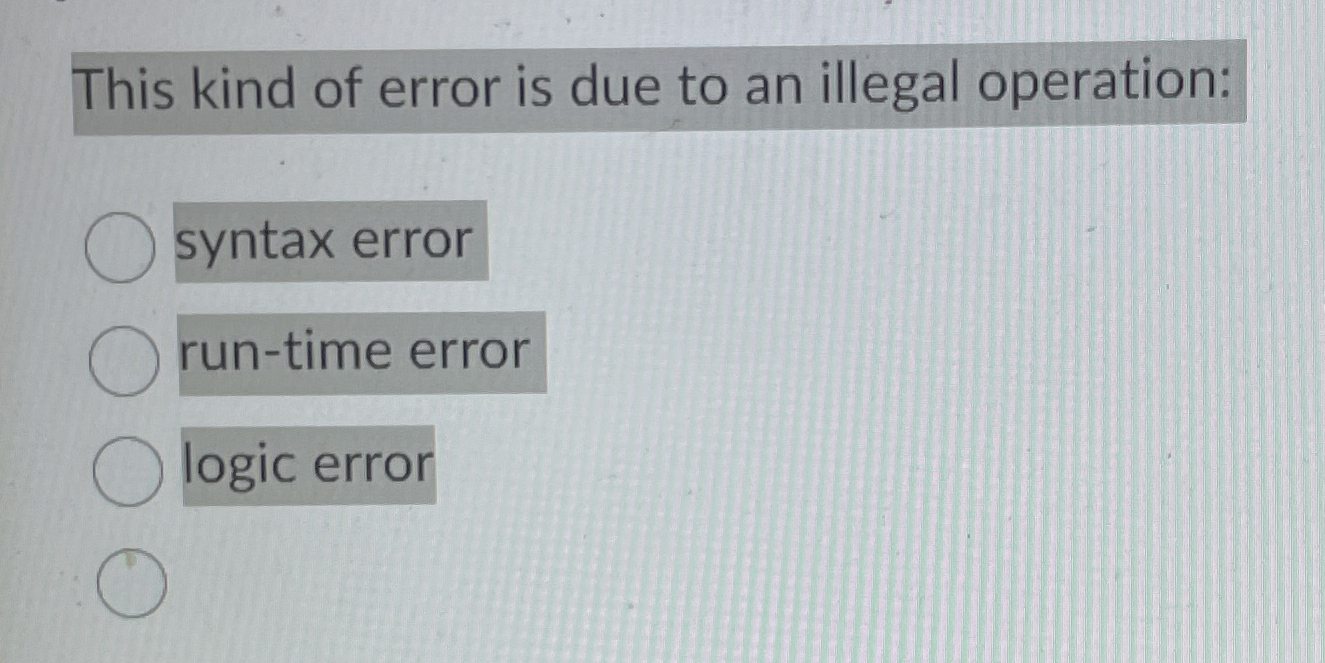 This kind of error is due to an illegal