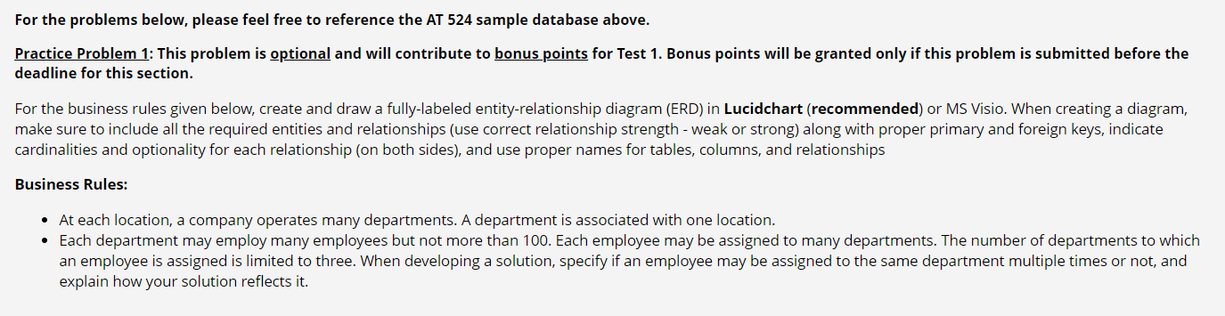 Business Rules: At each location, a company