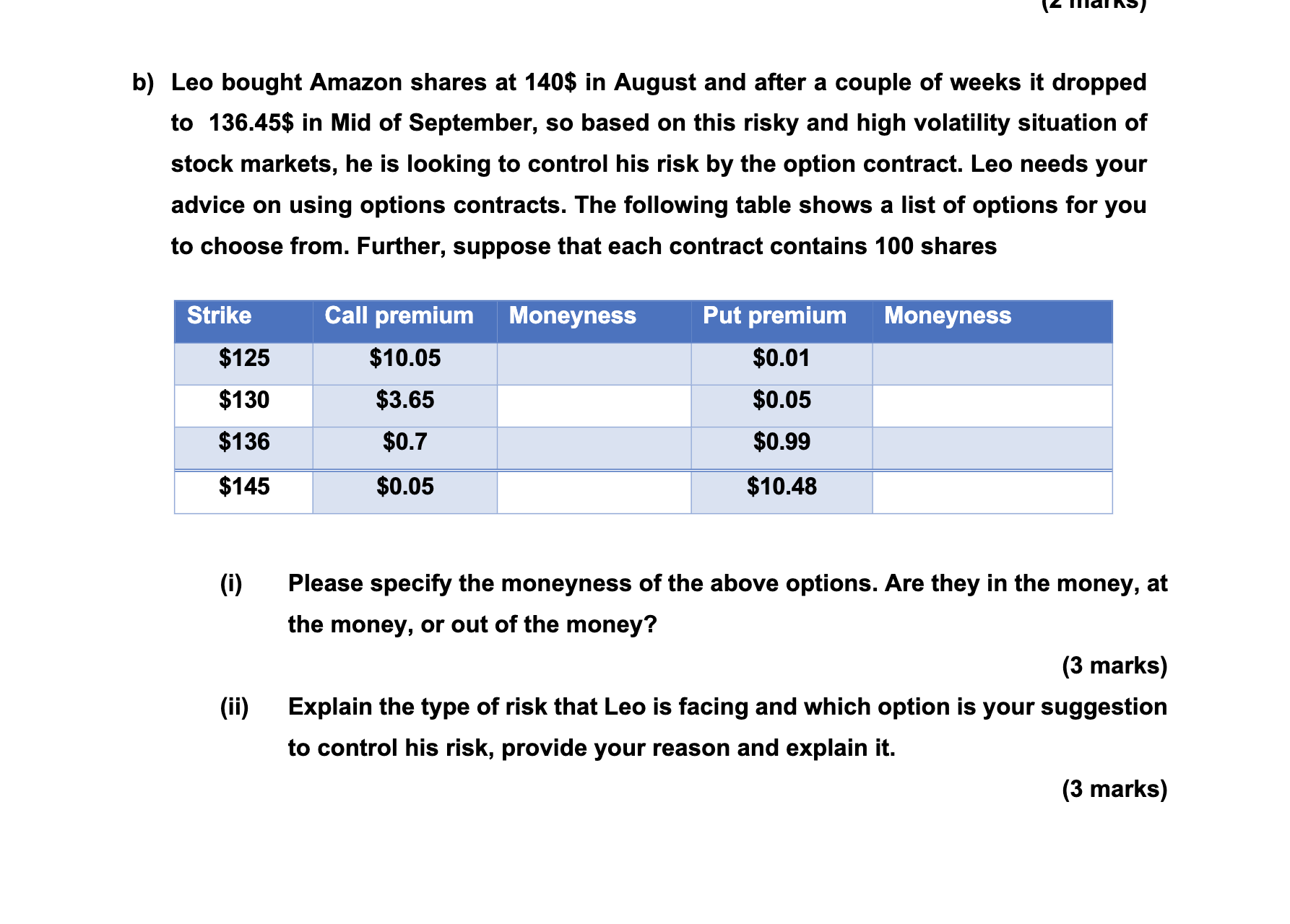 3. a) b) Derivative Securities {TOTAL 8 MARKS!