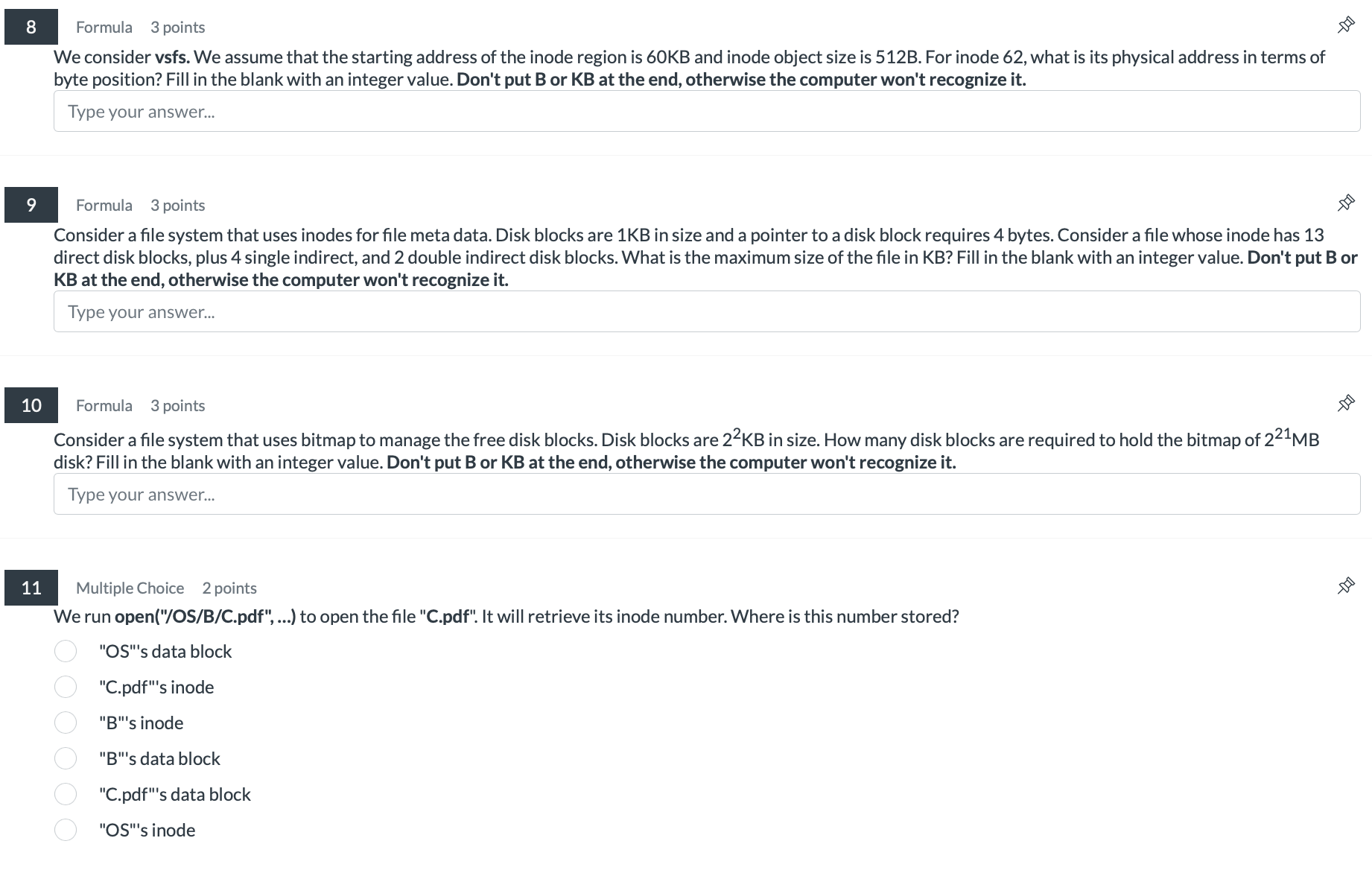 We consider vsfs . We assume that the starting