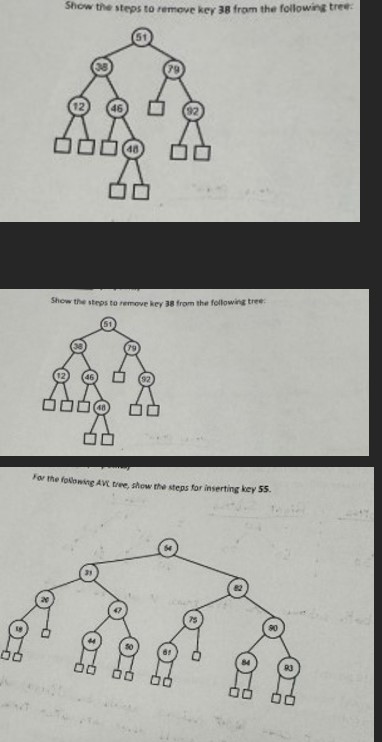 Show the steps to remove key 3 8 from the