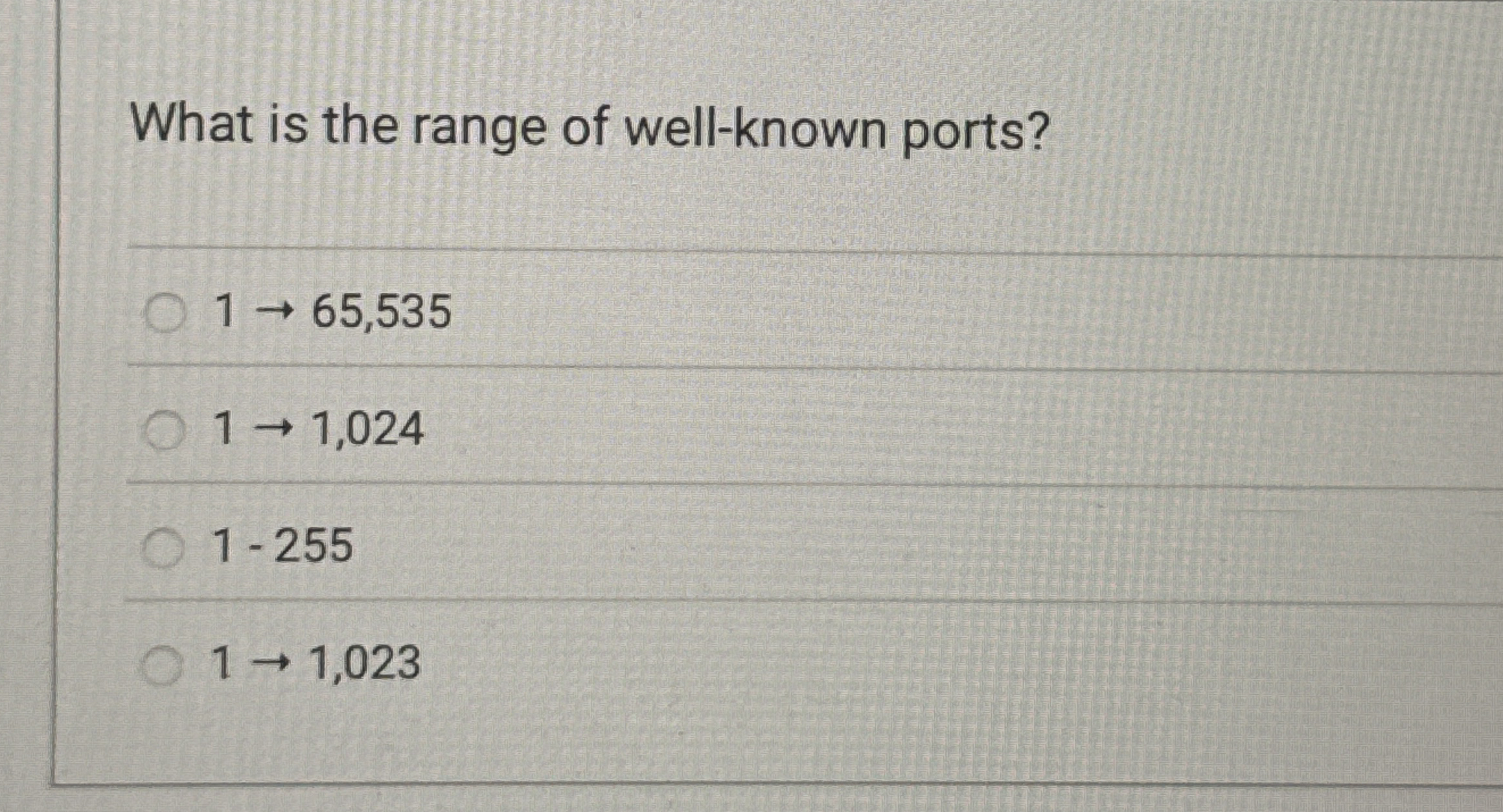What is the range of well - known ports? 1 6 5 ,