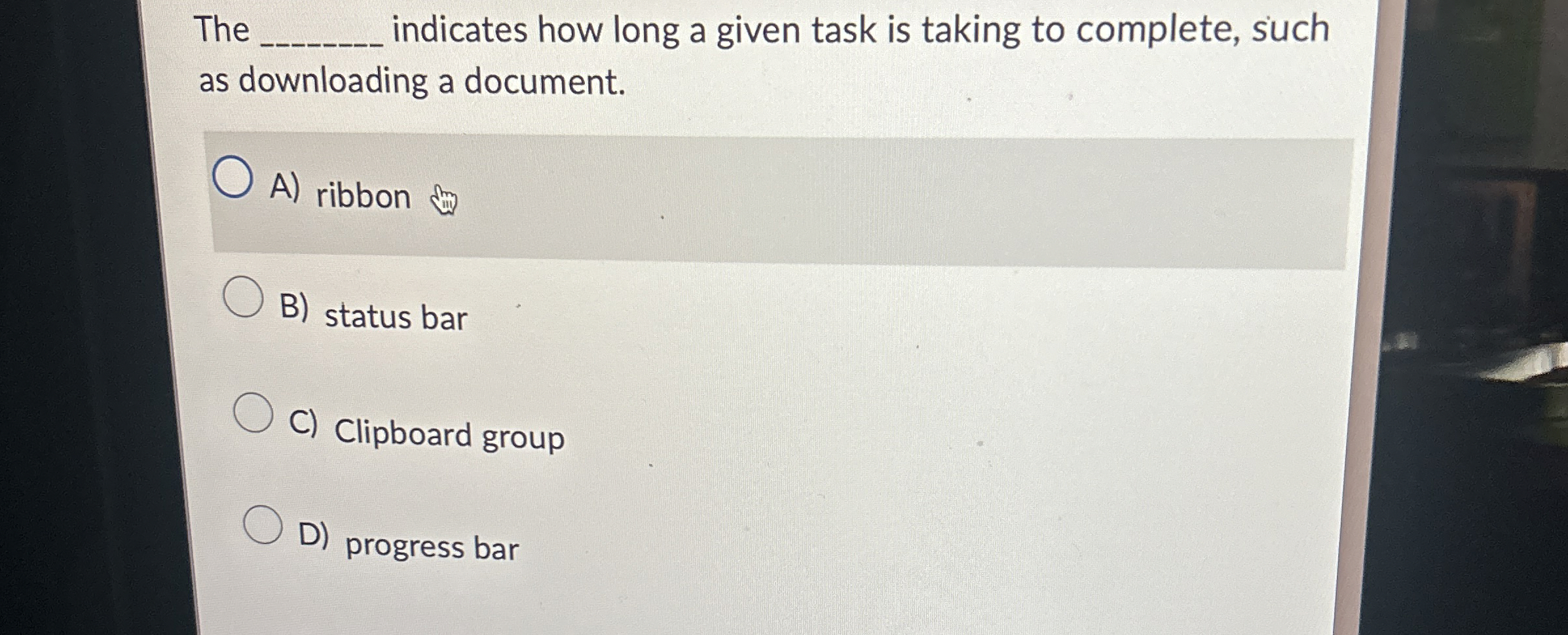 The indicates how long a given task is taking to