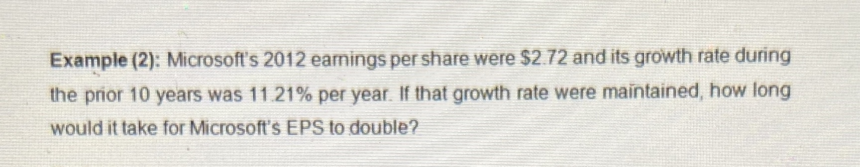 Example (2): Microsoft's 2012 earnings per