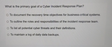 What is the primary goal of a Cyber Incident