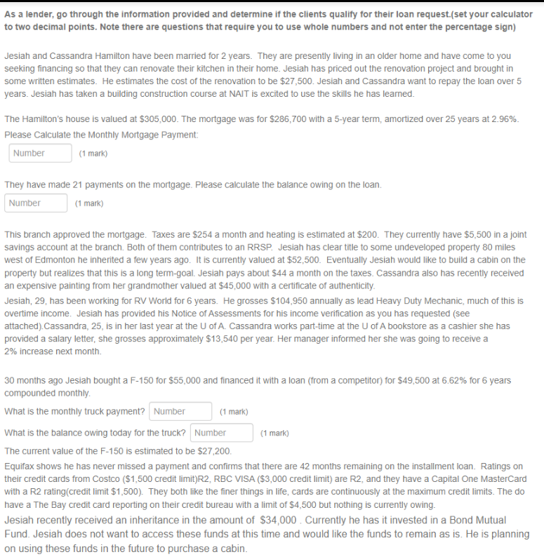 As a lender, go through the information provided