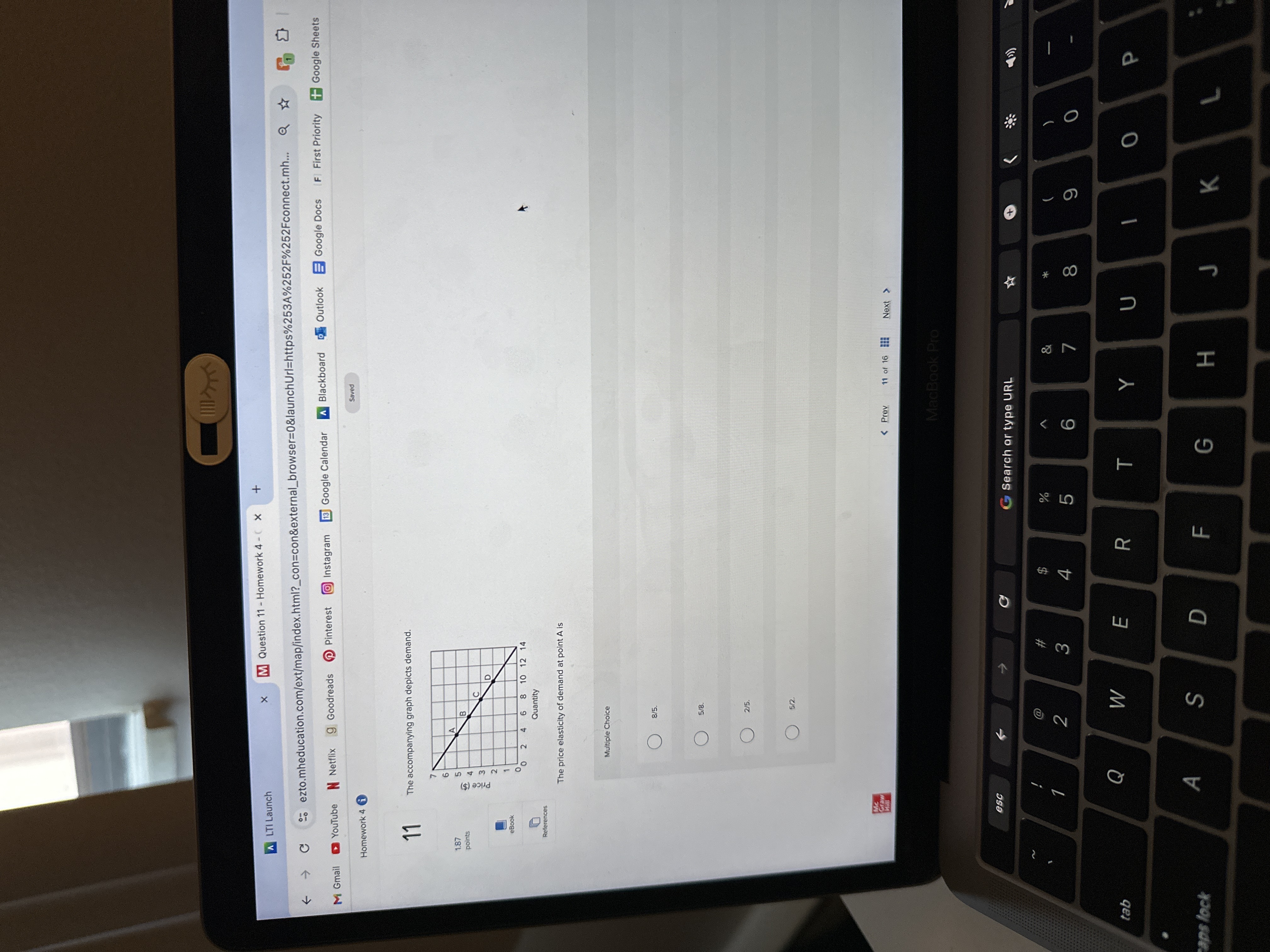 Multiple Choice 8 5 . 5 / 8 . 2 5 . 5 2