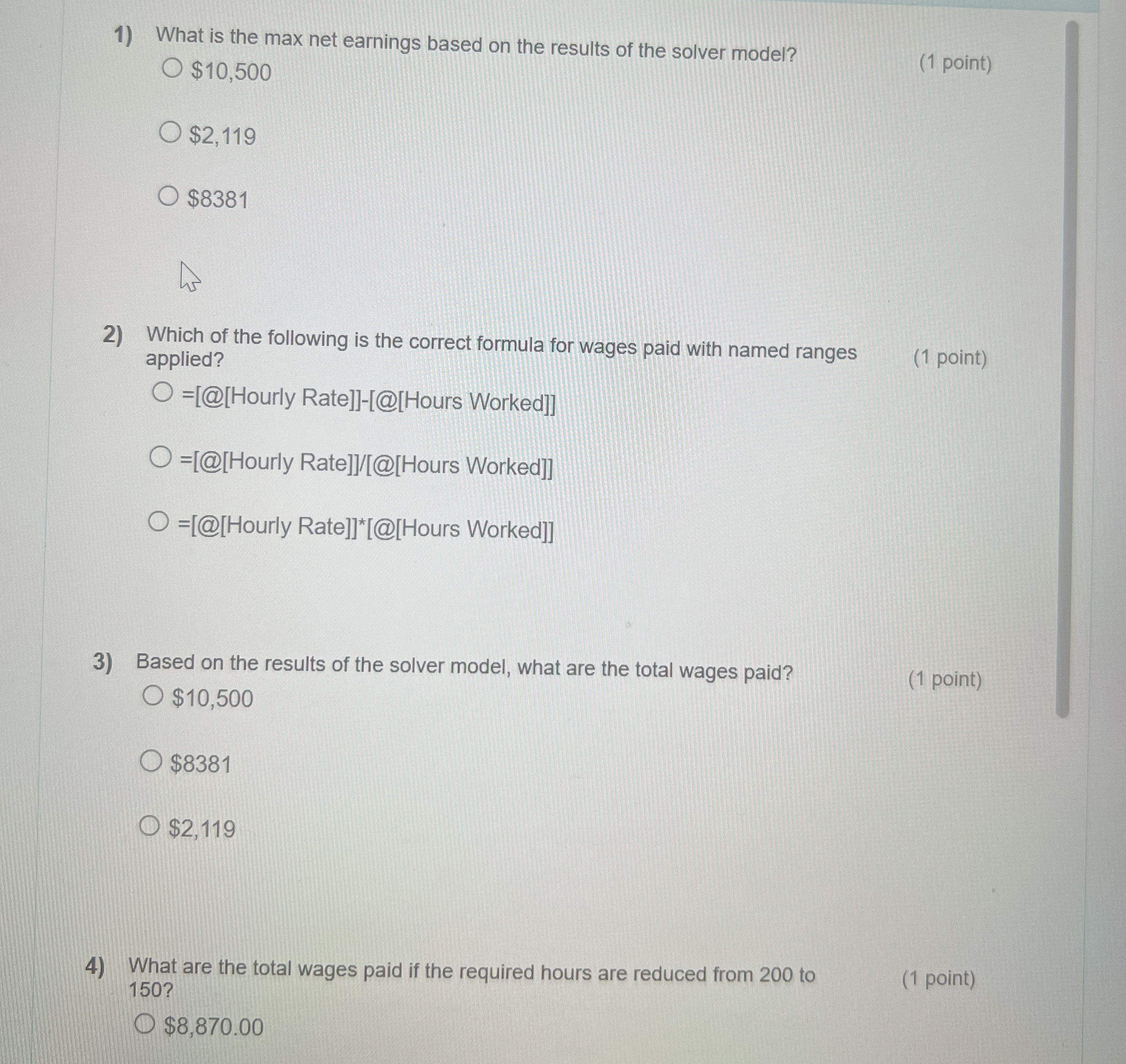 What is the max net earnings based on the results