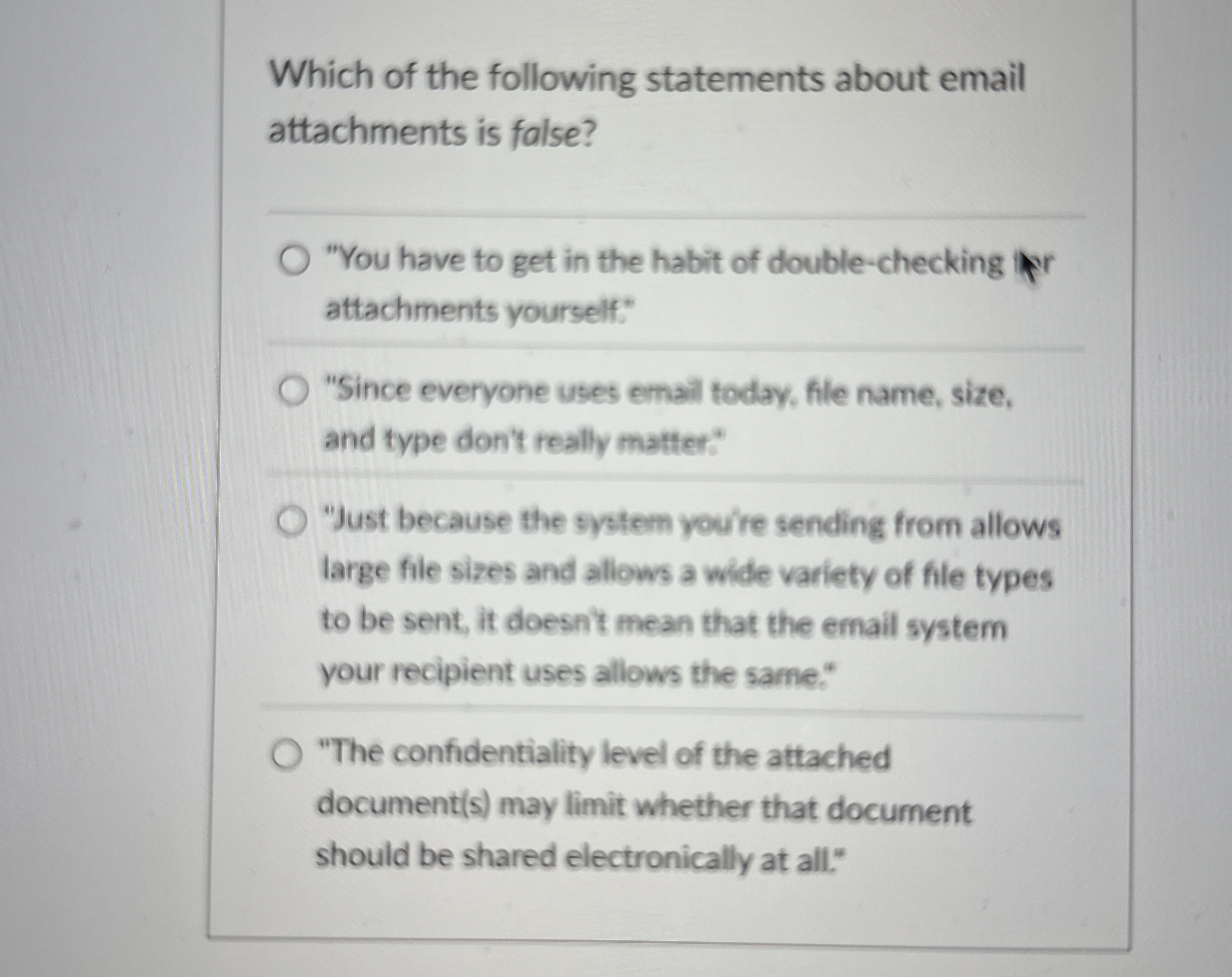 Which of the following statements about email