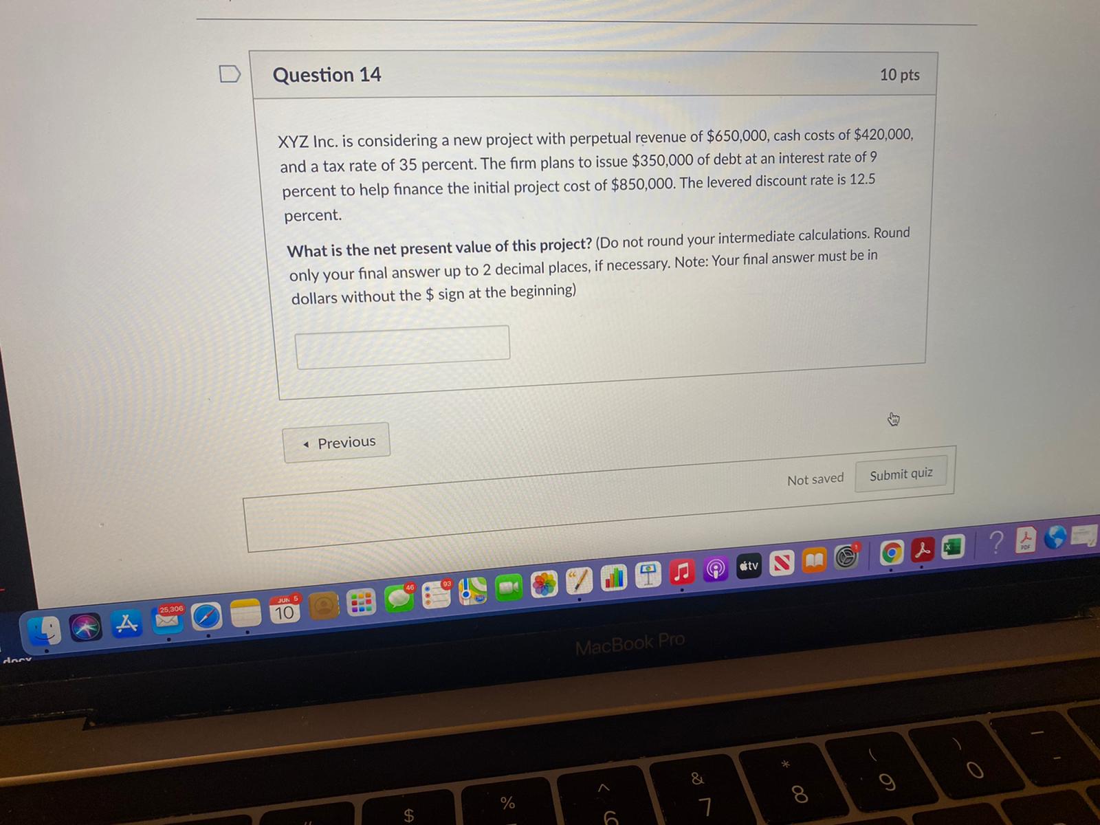 please answer D Question 14 10 pts XYZ Inc. is