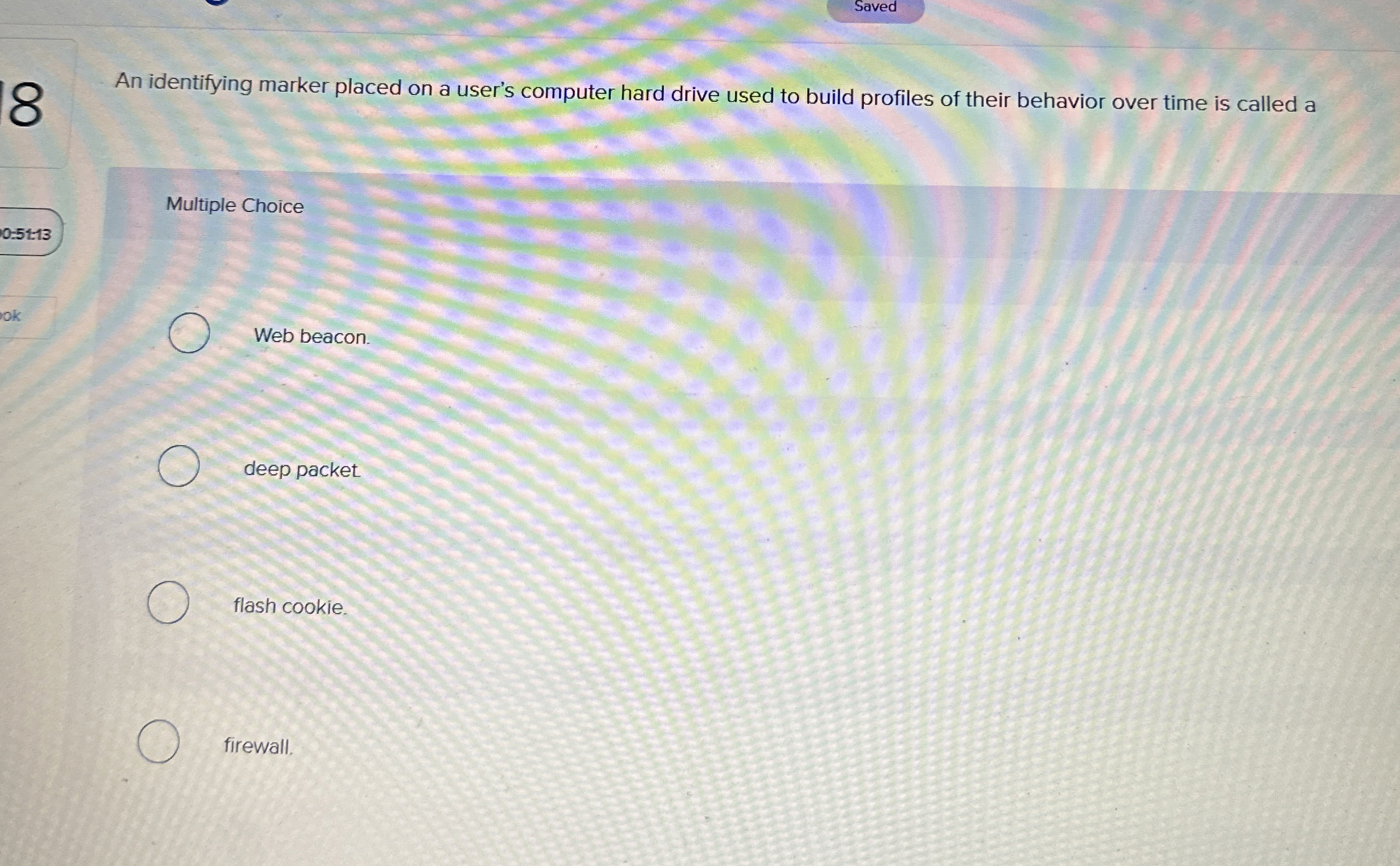 Saved An identifying marker placed on a user's