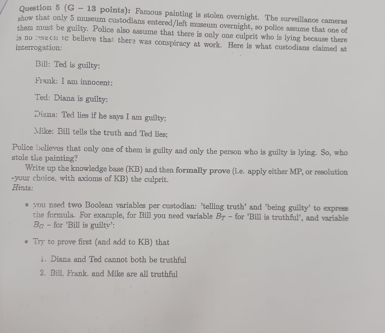 Question 5 ( G - 1 3 points ) : Famous painting