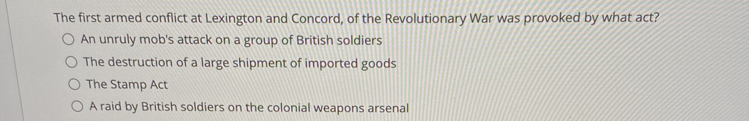 The first armed conflict at Lexington and