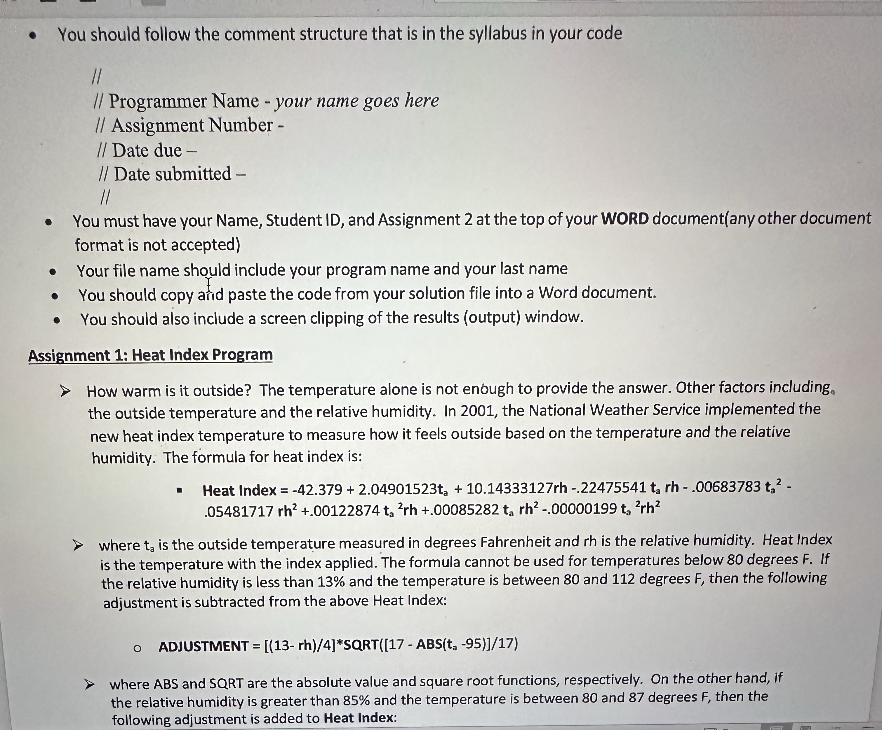 correct heat index temperature. If an adjustment