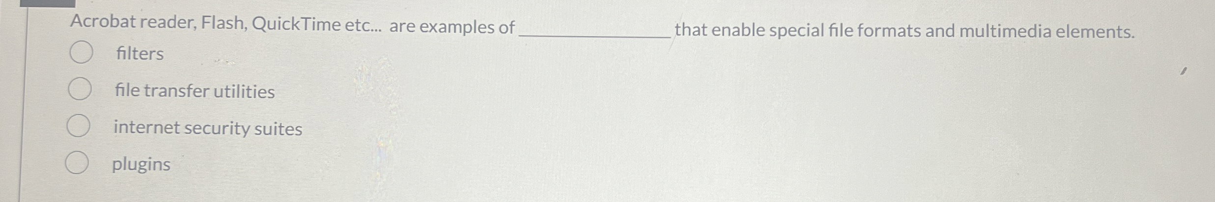 Acrobat reader, Flash, QuickTime etc... are