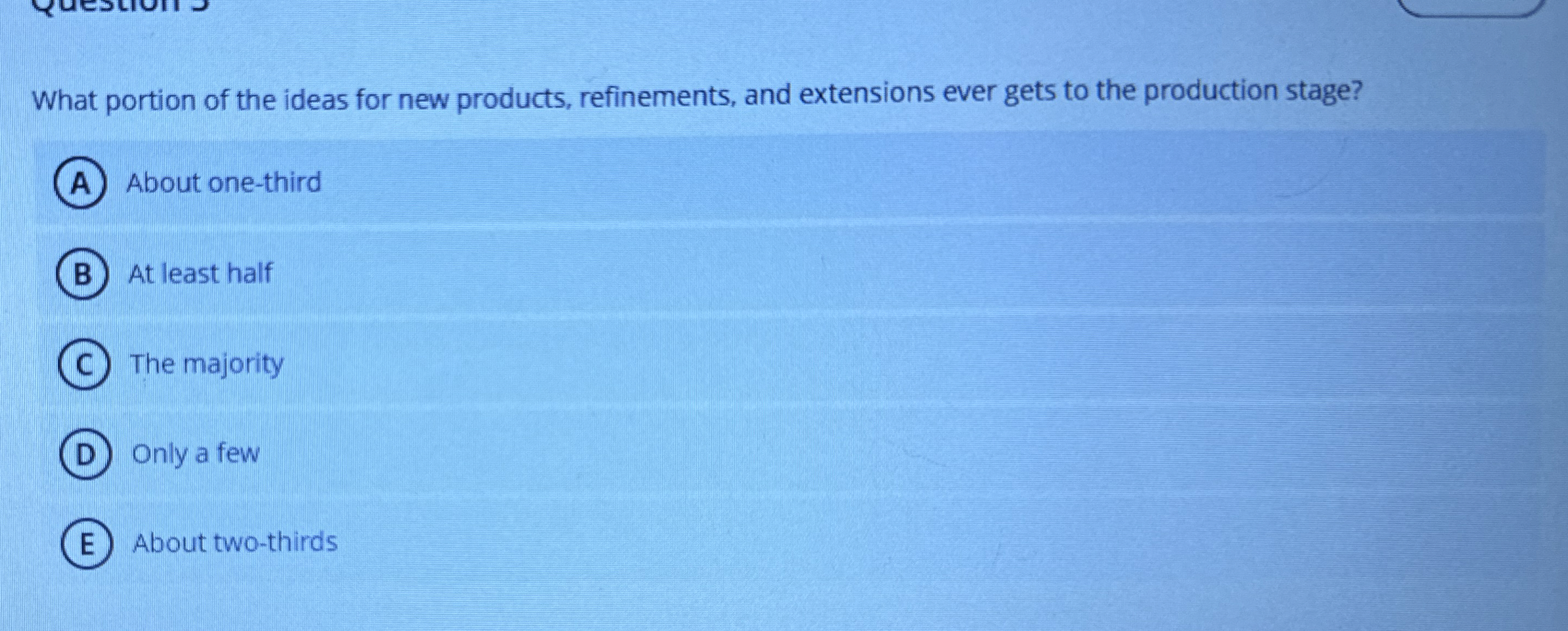 What portion of the ideas for new products,