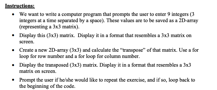 In C coding language Instructions: We want to