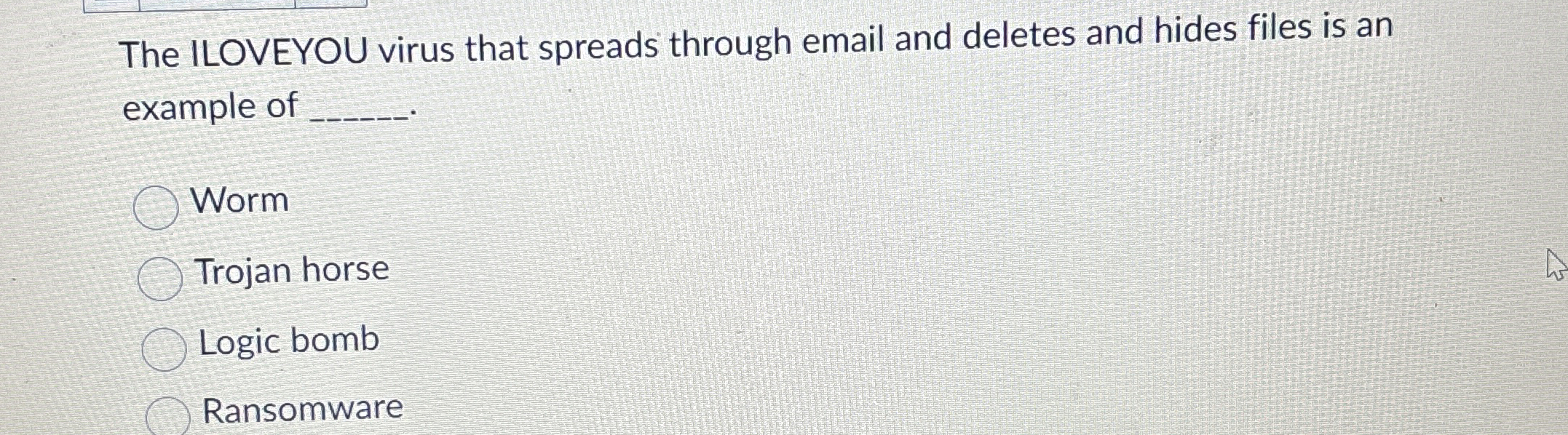 The ILOVEYOU virus that spreads through email and