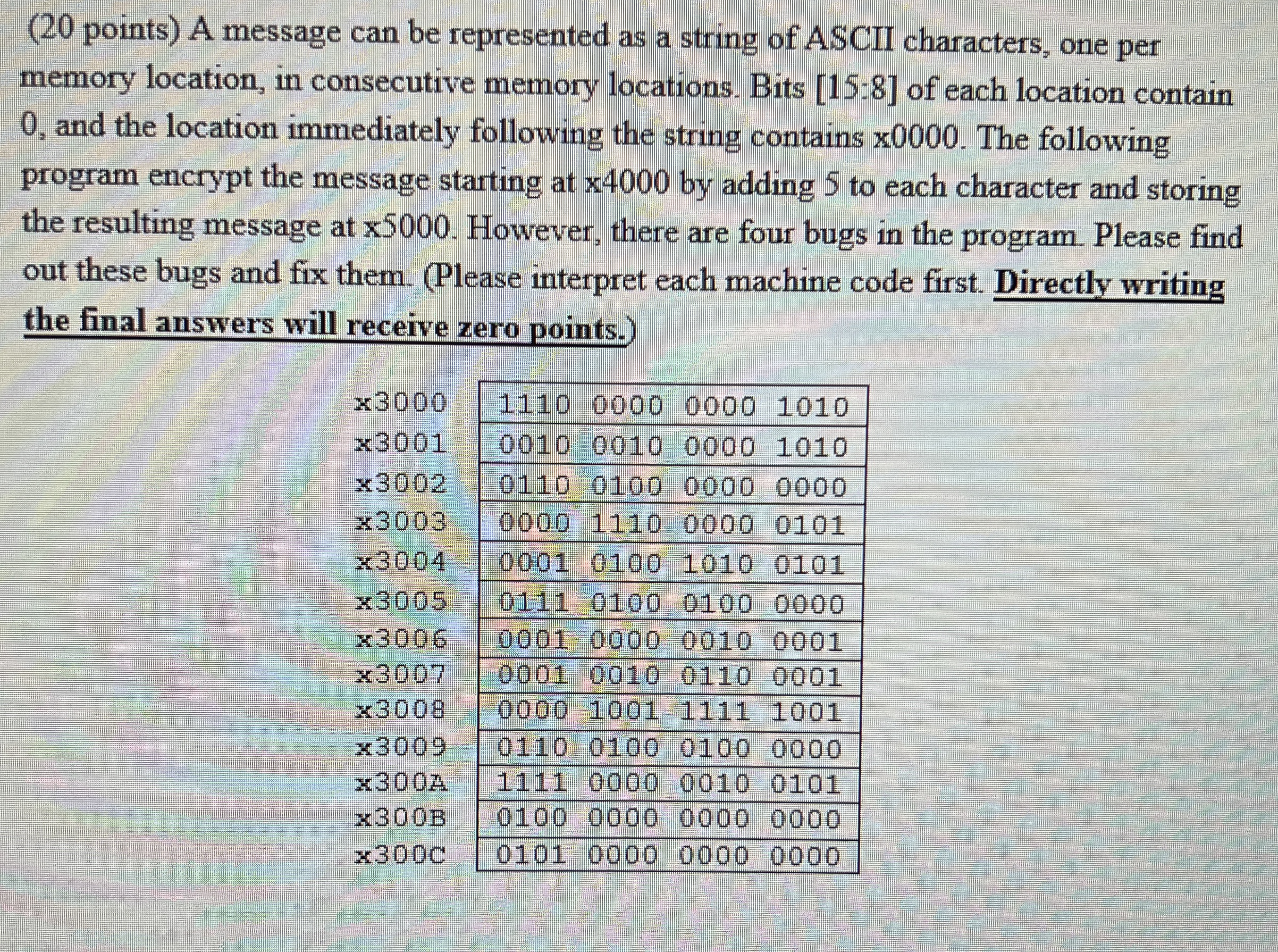 ( 2 0 points ) A message can be represented as a