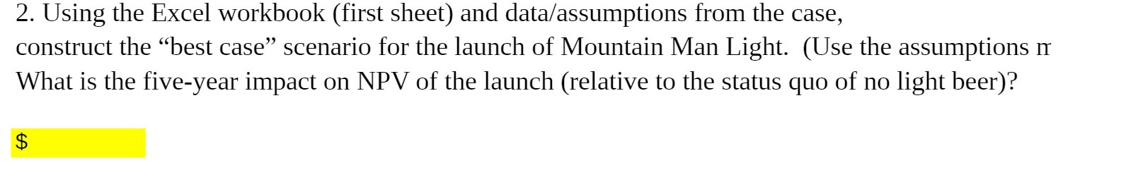 2. Using the Excel workbook (first sheet) and